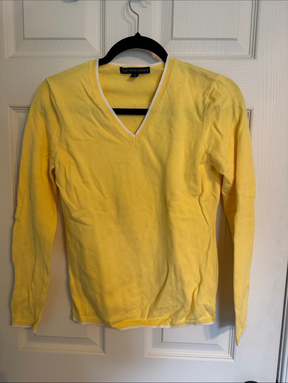 Yellow V-Neck Cotton Sweater - Brooks Brothers